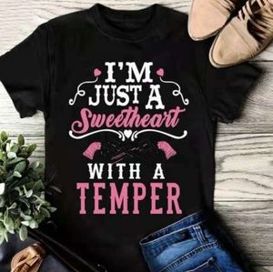 BUY 4 GET 1 New I'M JUST A Sweetheat WITH A TEMPER letter print T-shirt Size XL
